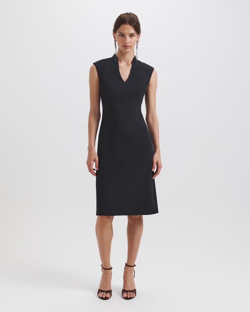 Dharma V Neck Midi Dress in BLACK