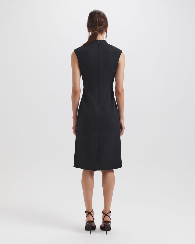 Dharma V Neck Midi Dress in BLACK