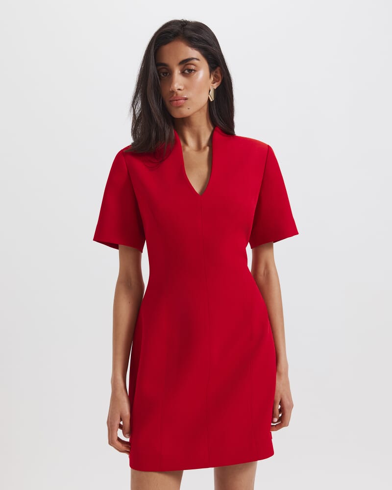Dharma Short Sleeve Mini Dress in CRIMSON