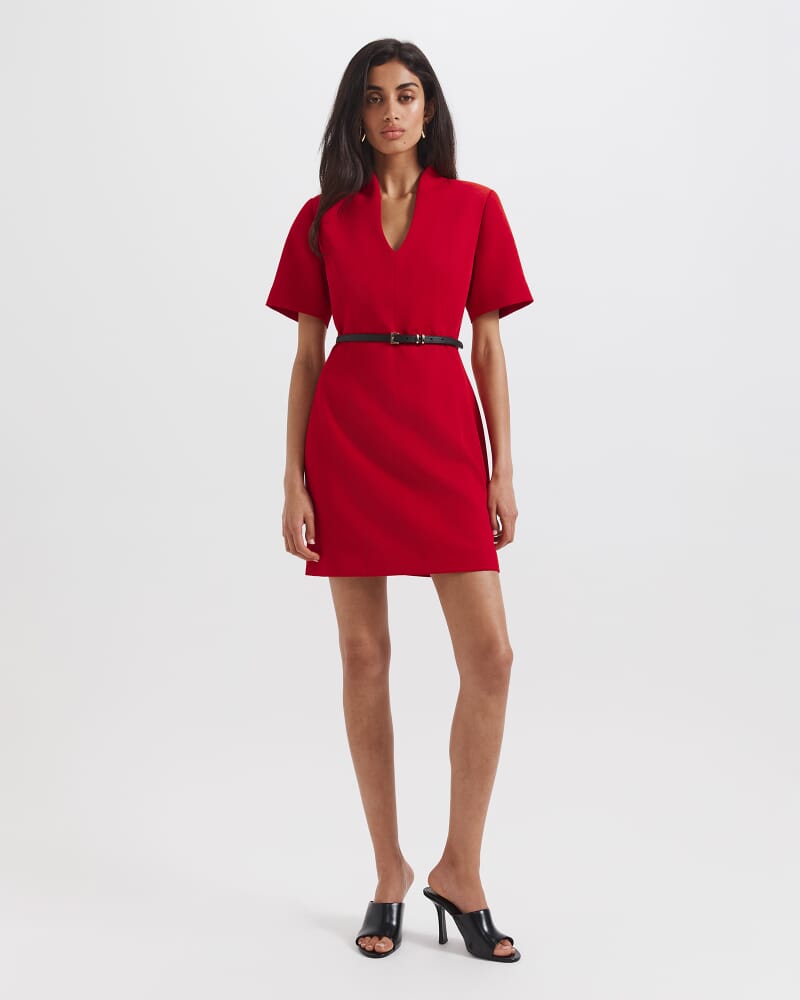 Dharma Short Sleeve Mini Dress in CRIMSON