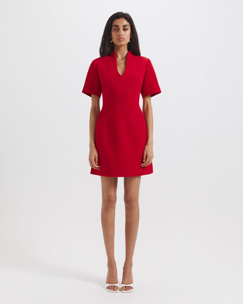 Dharma Short Sleeve Mini Dress in CRIMSON