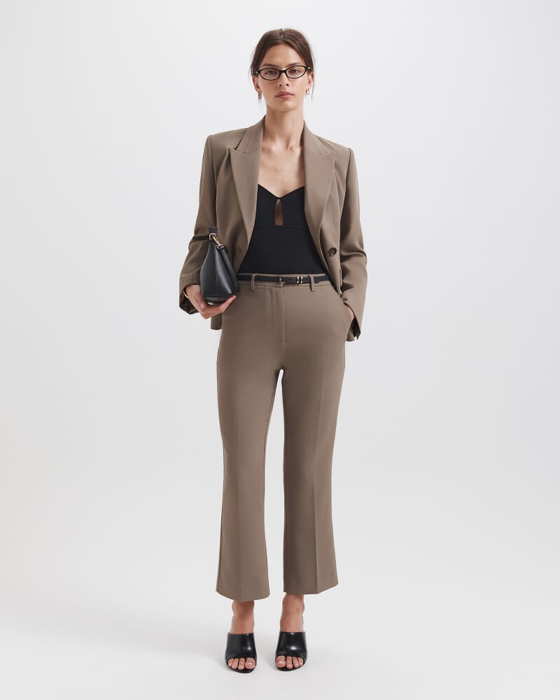 Dharma Stitch Detail Double Breasted Blazer in SABLE