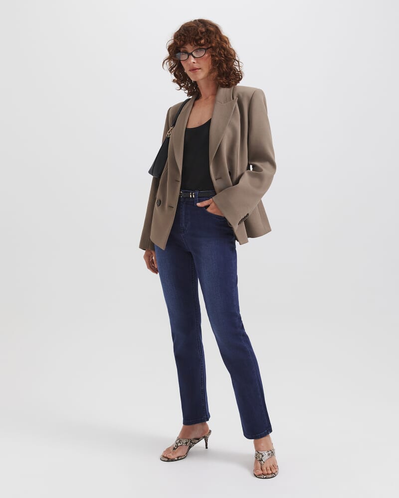Dharma Stitch Detail Double Breasted Blazer in SABLE