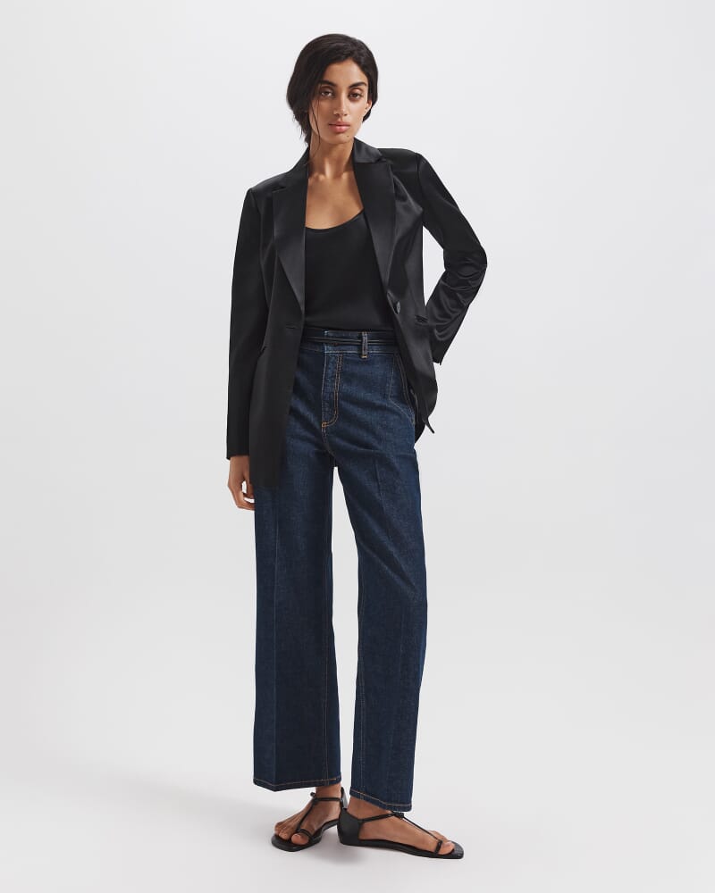 Sallee Longline Blazer in BLACK