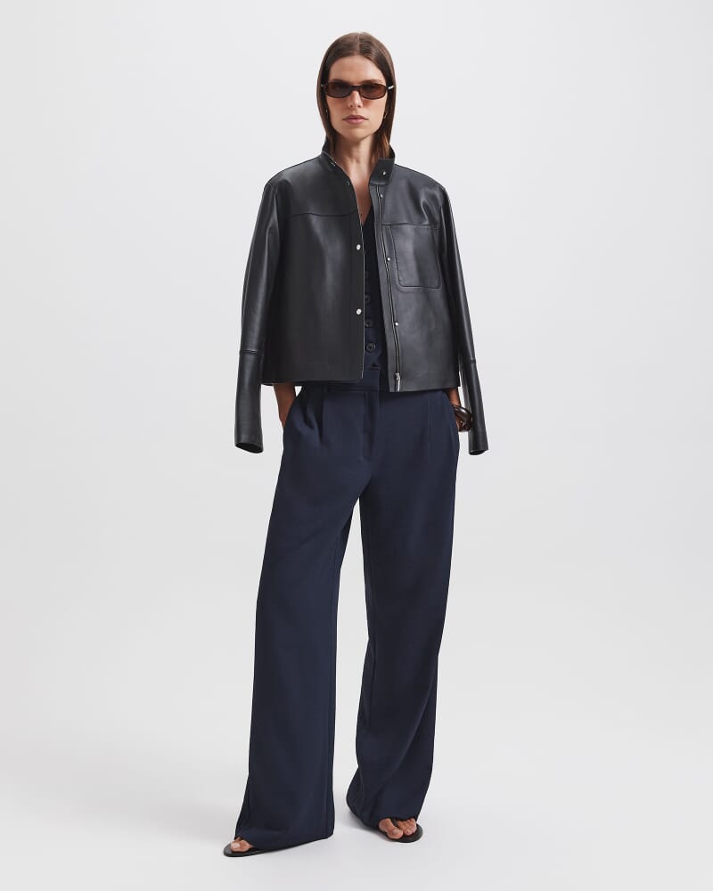 Romy Leather Jacket in BLACK