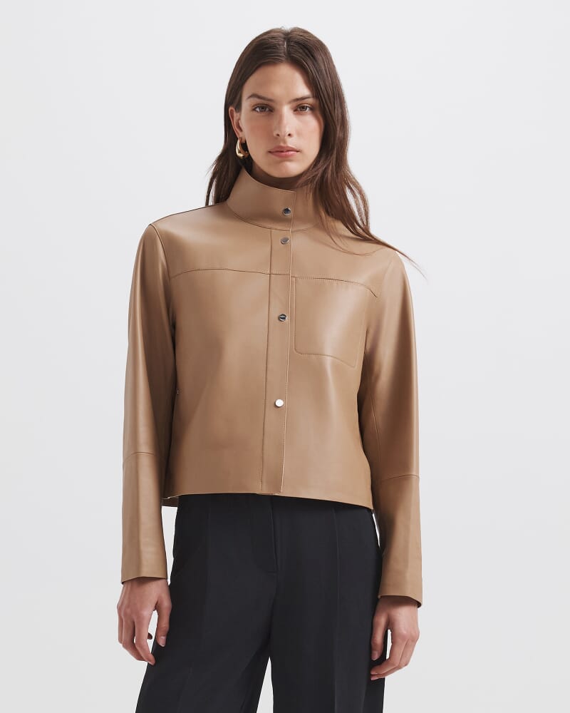 Romy Leather Jacket in OAT