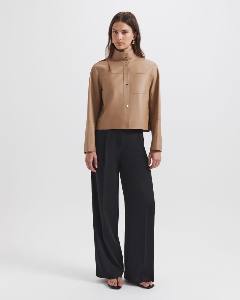 Romy Leather Jacket in OAT