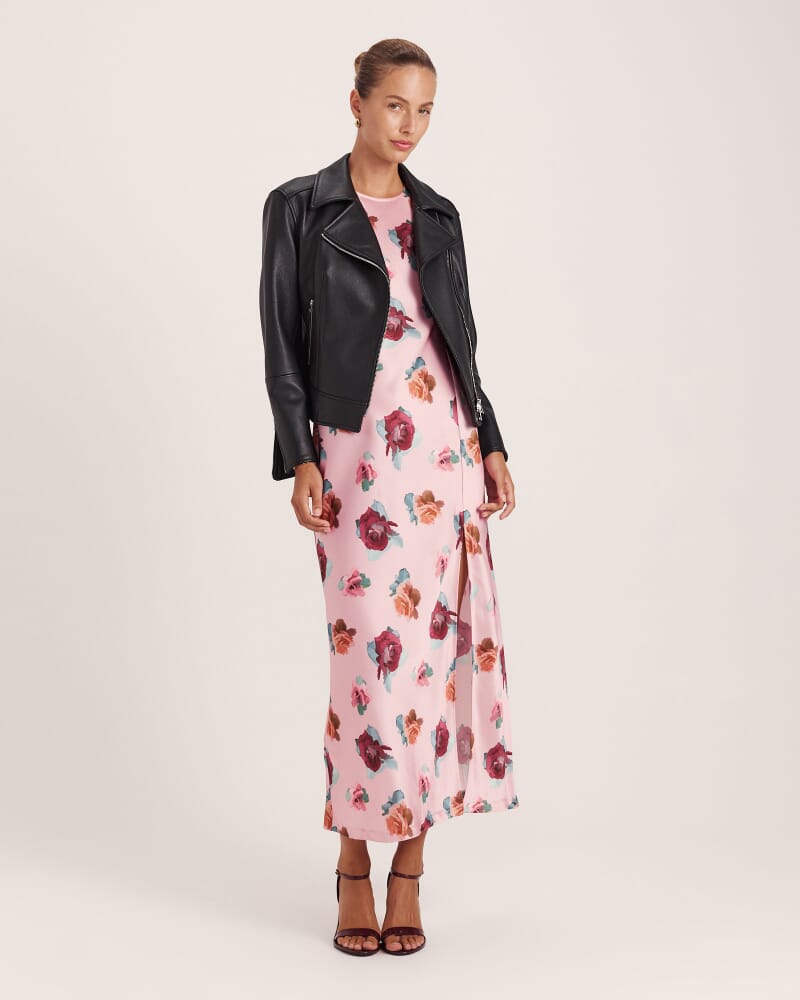 Selina Leather Biker Jacket in BLACK