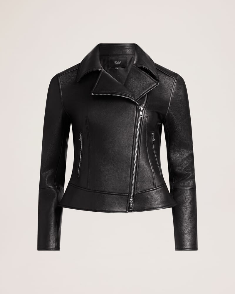 Selina Leather Biker Jacket in BLACK