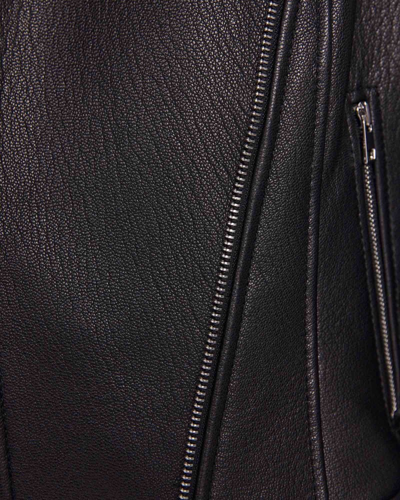Selina Leather Biker Jacket in BLACK