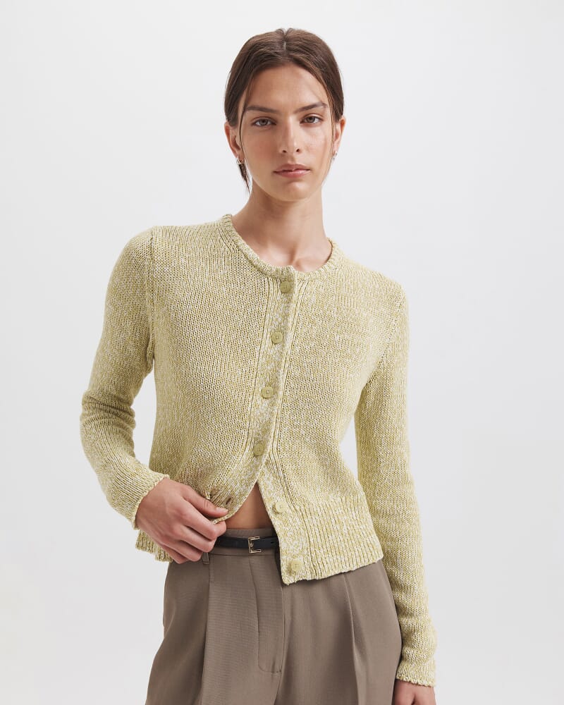 Edith Tape Yarn Cardigan in CITRUS