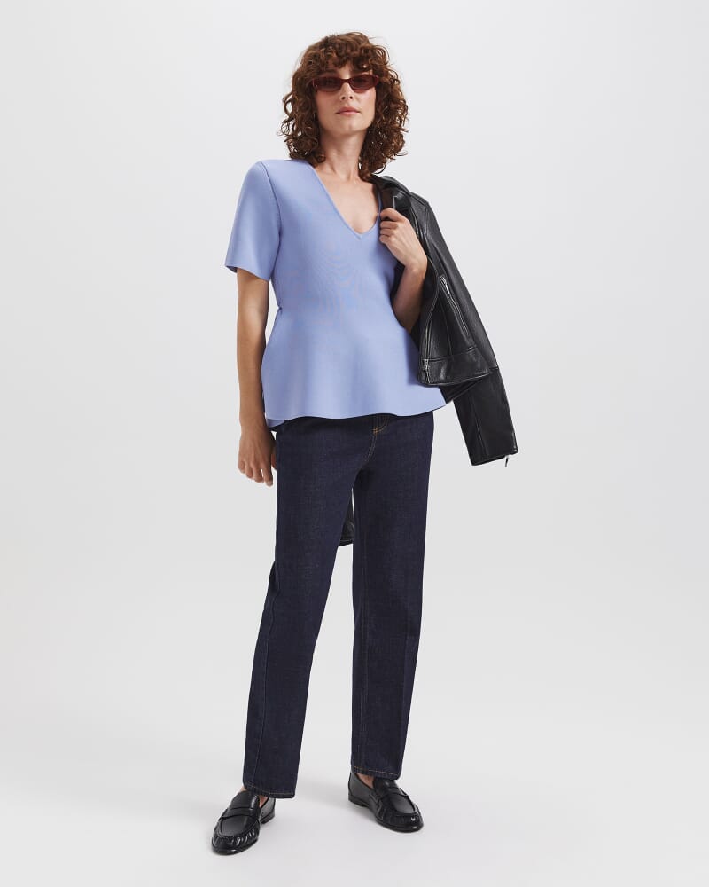 Mia Milano Peplum Top in COVE BLUE