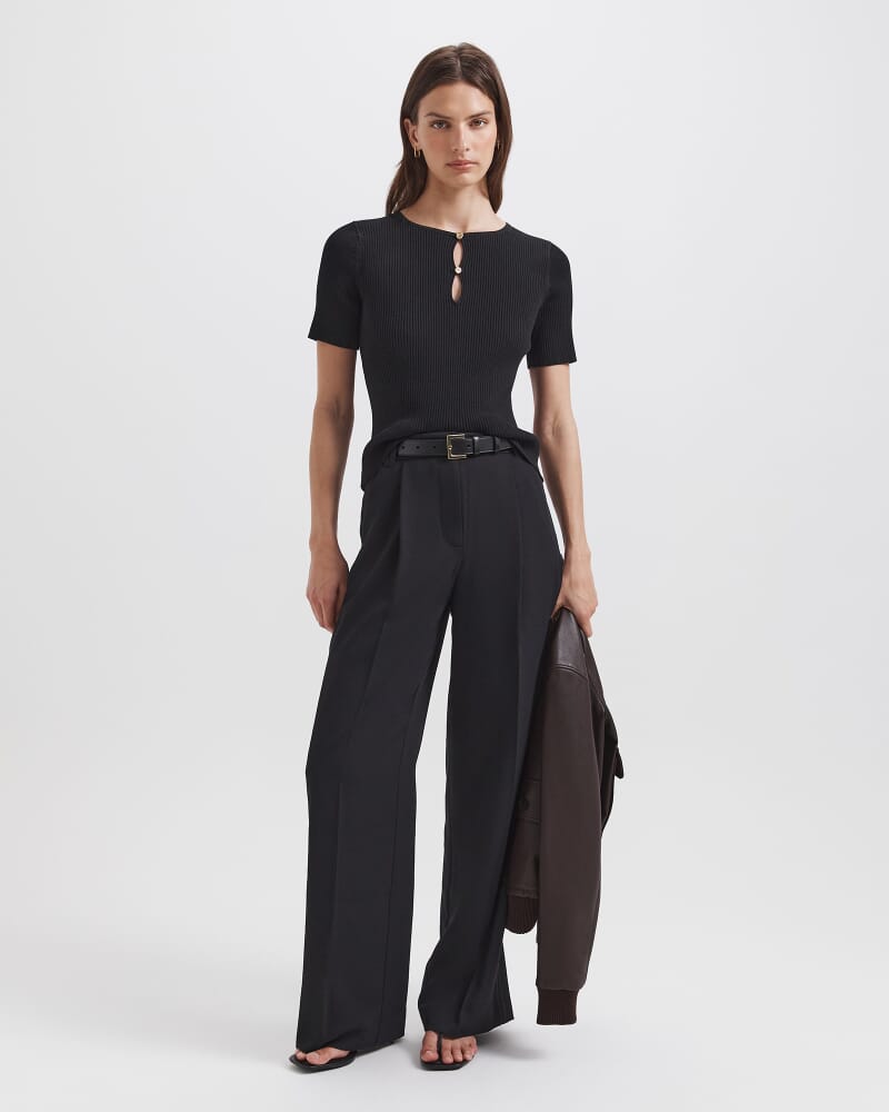 Vicky Keyhole Rib Knit in BLACK