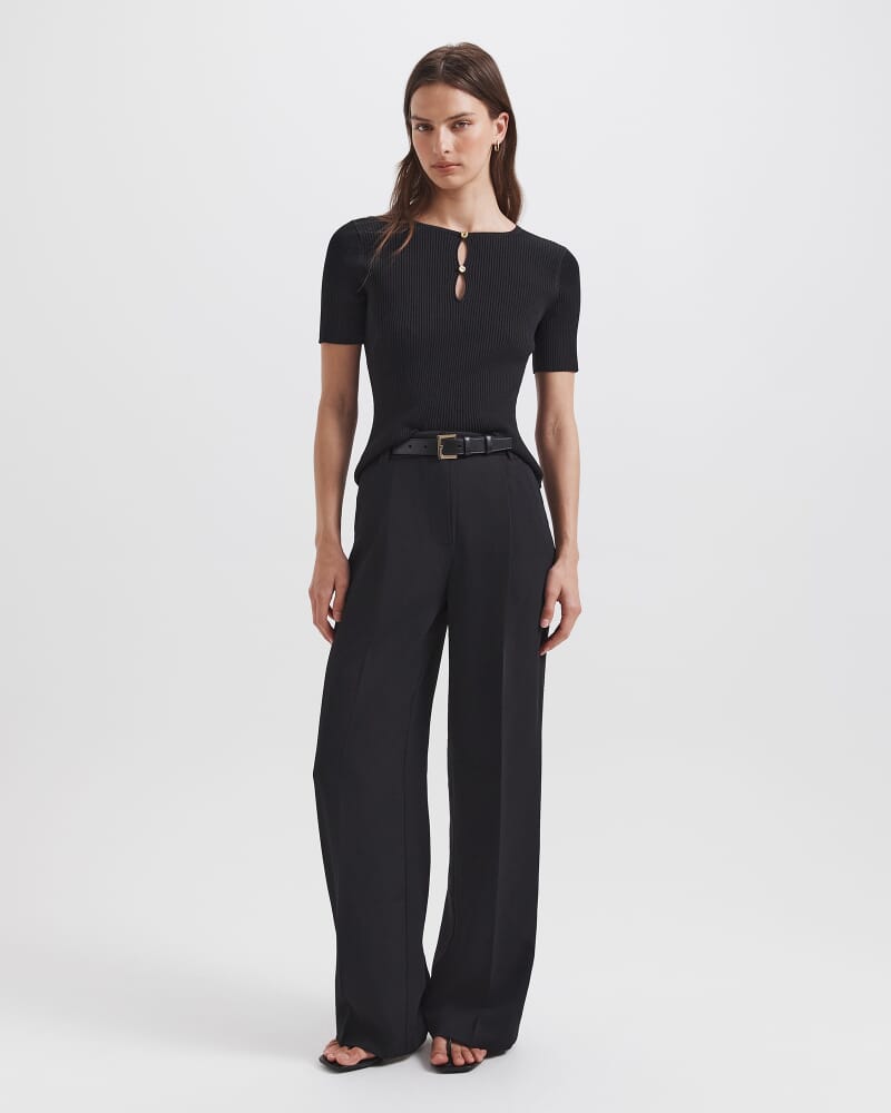 Vicky Keyhole Rib Knit in BLACK