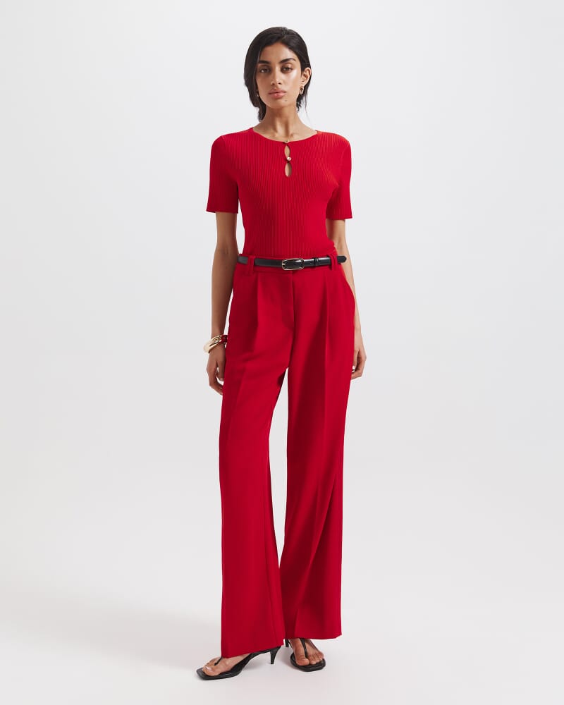 Vicky Keyhole Rib Knit in CRIMSON