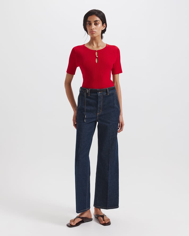 Vicky Keyhole Rib Knit in CRIMSON