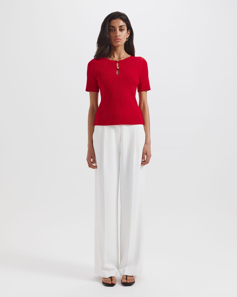 Vicky Keyhole Rib Knit in CRIMSON