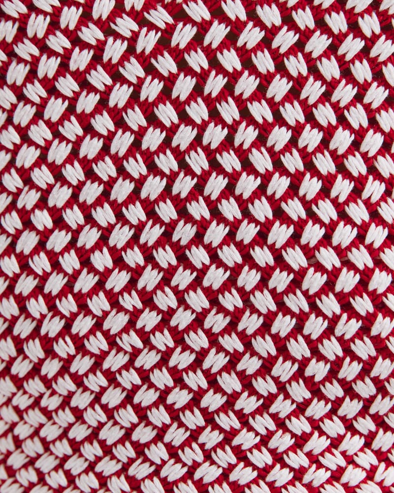 Dalia Woven Knit Tank in WHITE/RED