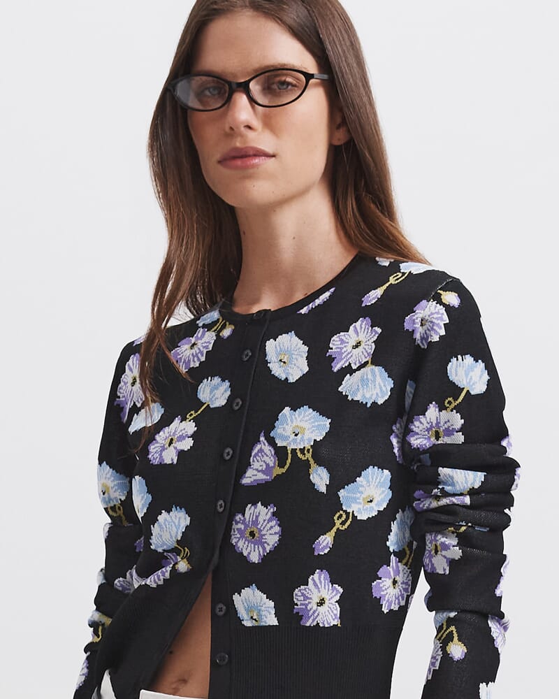 Jardin Jacquard Cardigan in BLACK MULTI