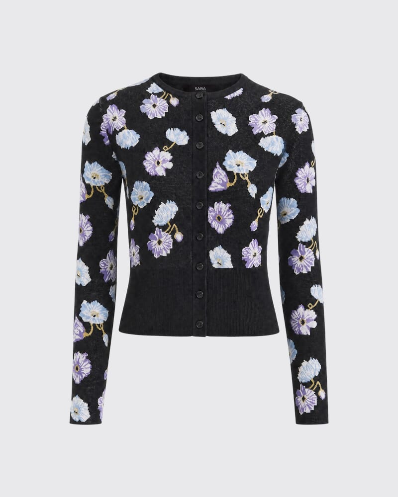 Jardin Jacquard Cardigan in BLACK MULTI