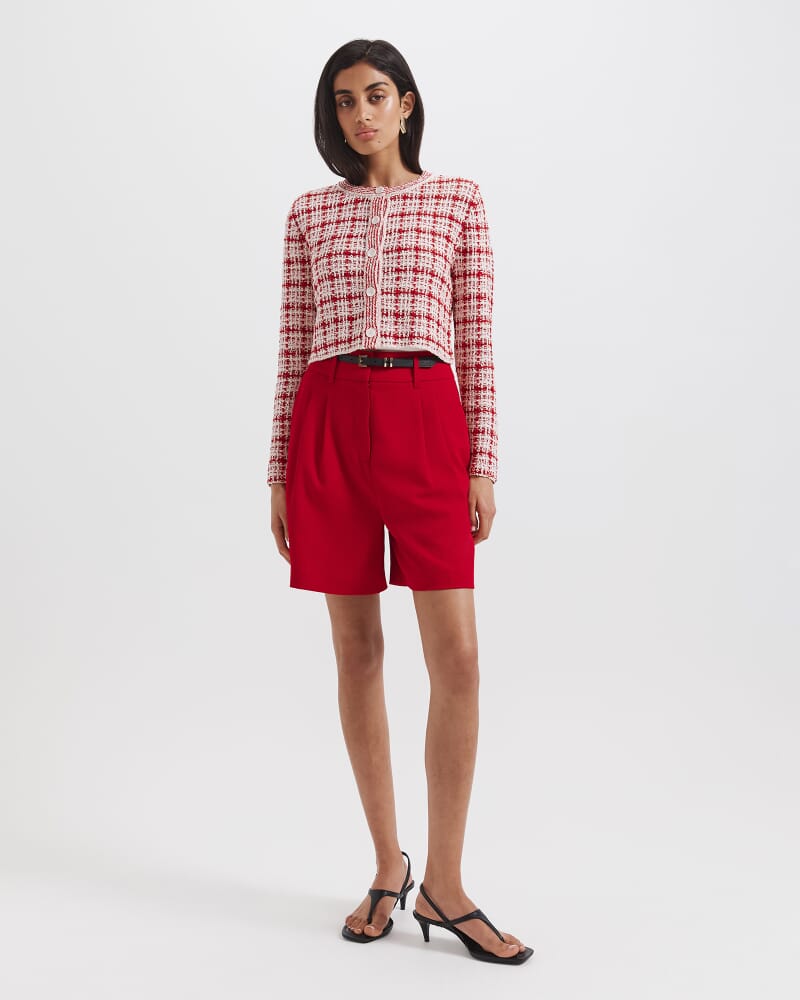 Camelia Jacquard Cardigan in RED MULTI