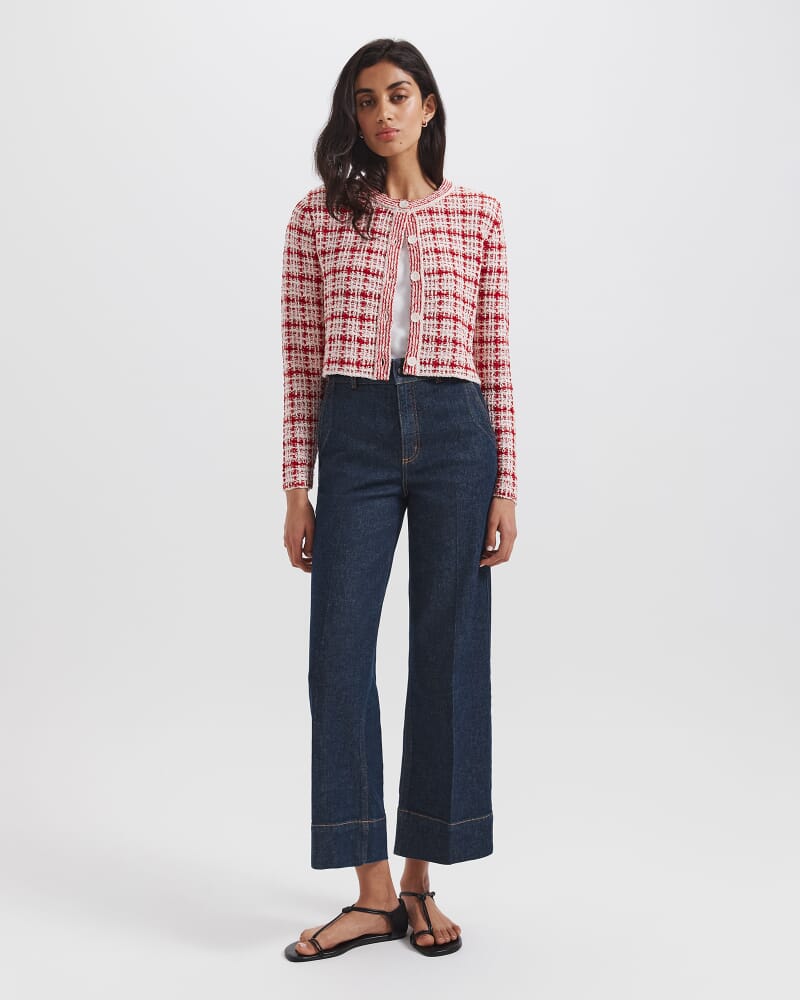 Camelia Jacquard Cardigan in RED MULTI