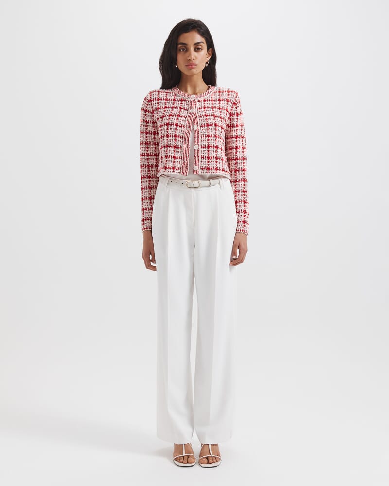 Camelia Jacquard Cardigan in RED MULTI