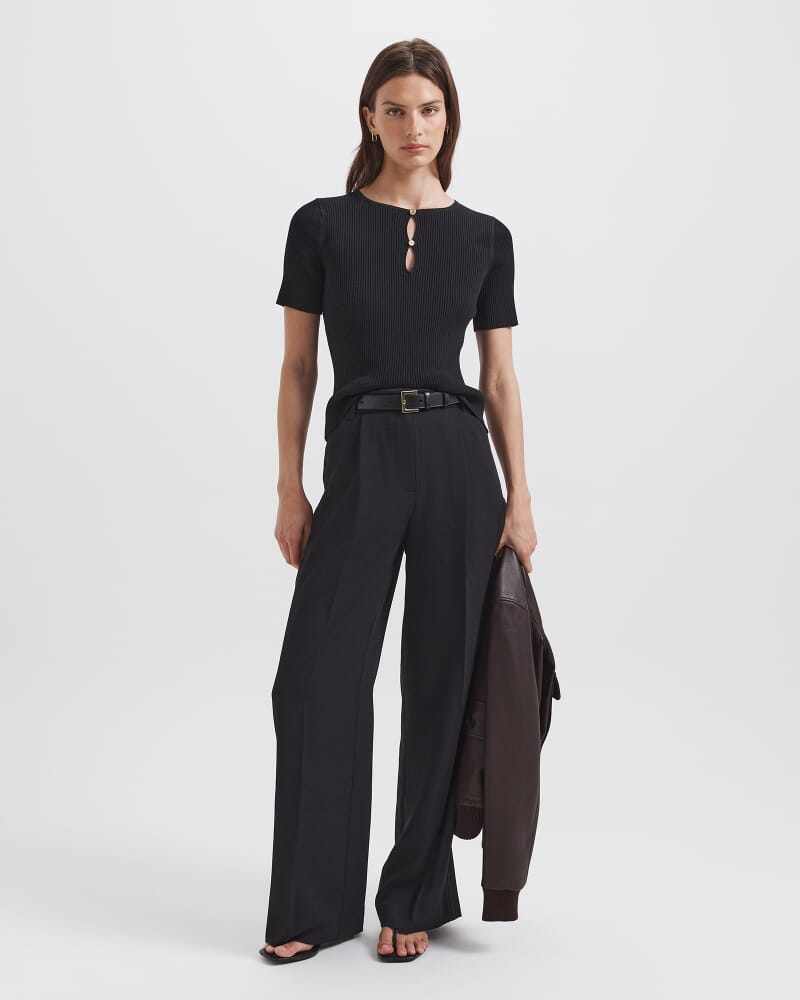 Dharma Pleat Front Pant in BLACK