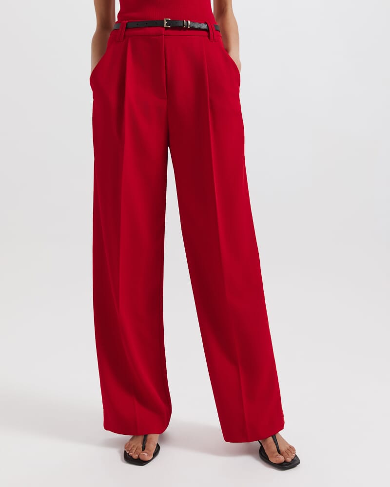 Dharma Pleat Front Pant in CRIMSON