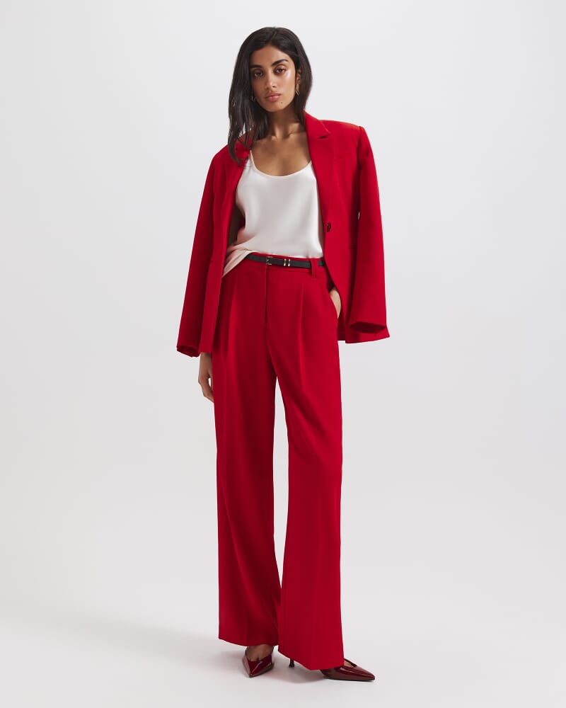 Dharma Pleat Front Pant in CRIMSON
