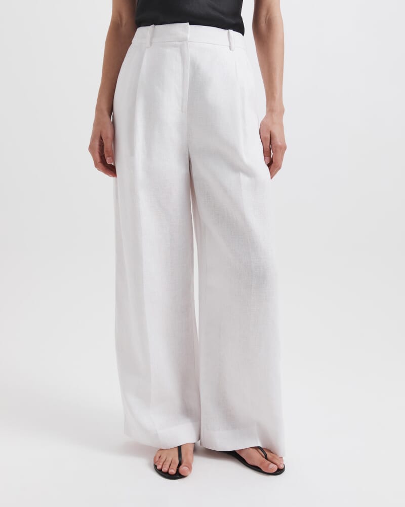 Lila Linen Tailored Pant in WHITE