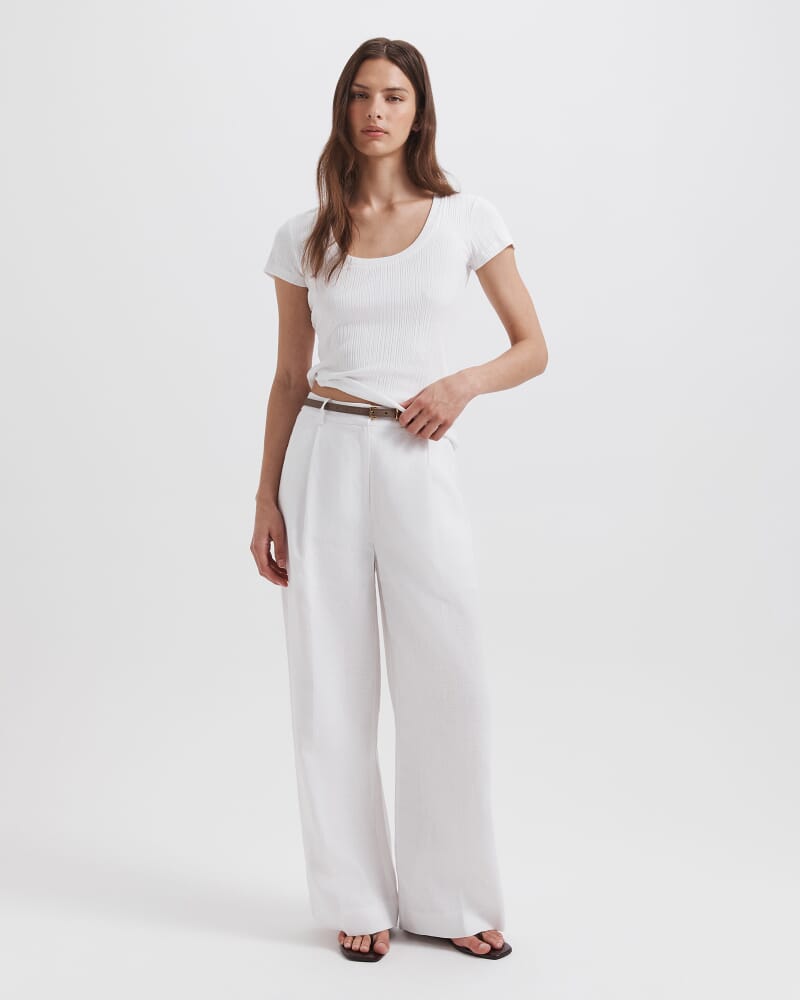 Lila Linen Tailored Pant in WHITE