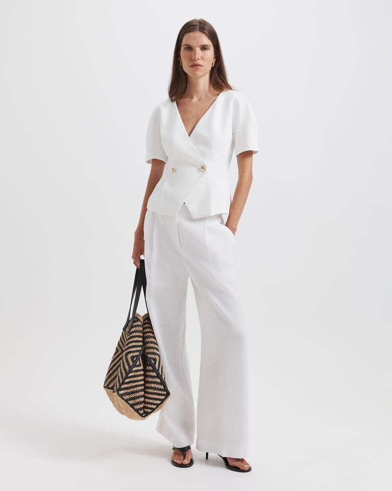 Lila Linen Tailored Pant in WHITE