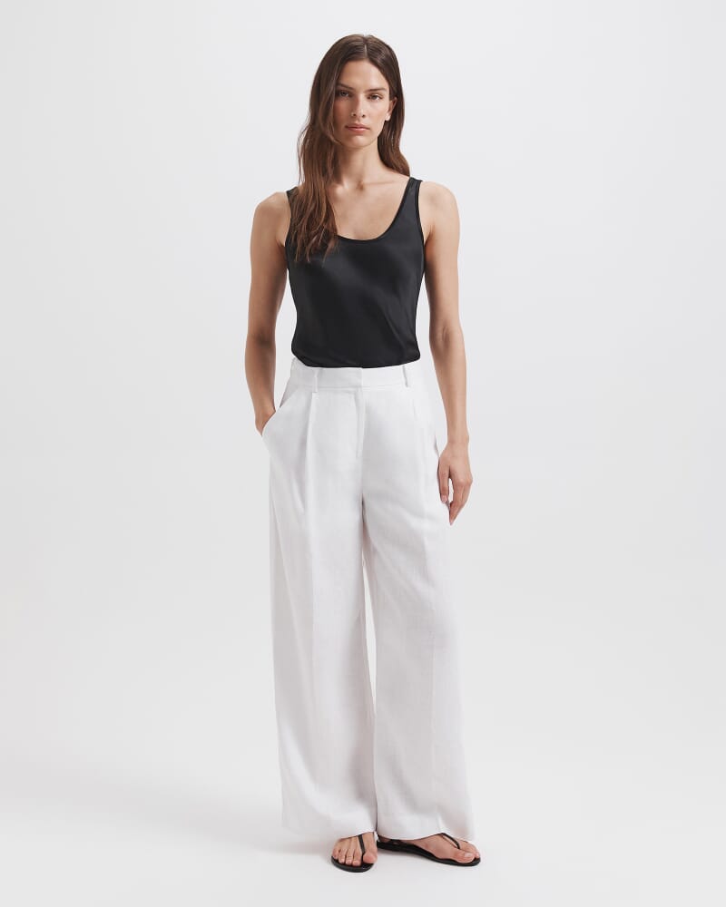 Lila Linen Tailored Pant in WHITE
