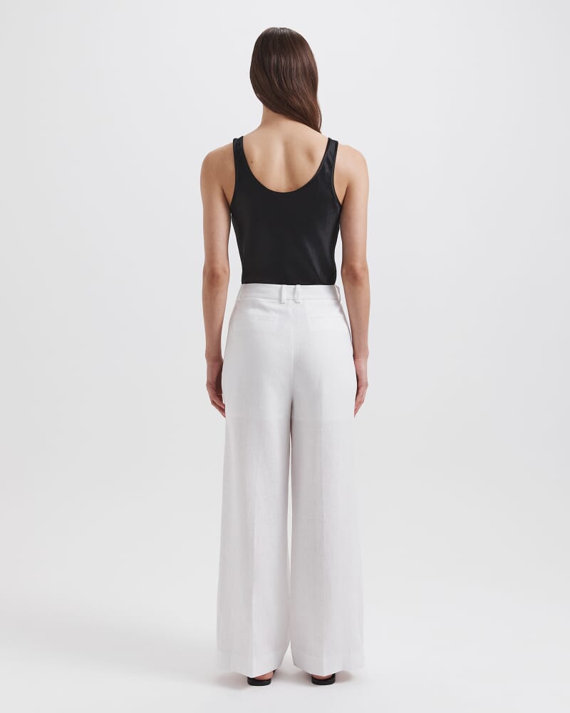 Lila Linen Tailored Pant in WHITE