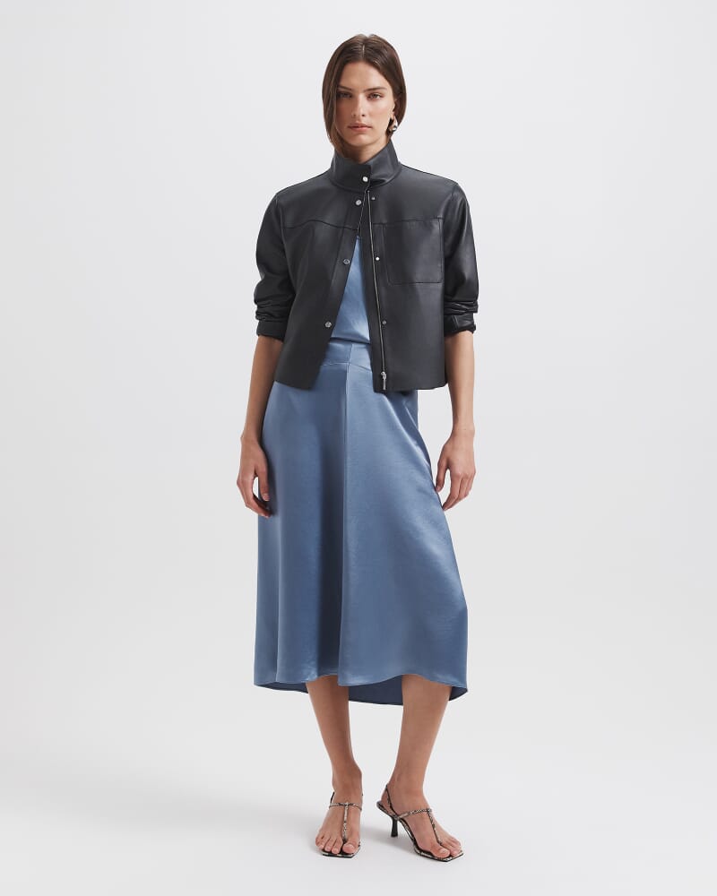 Sallee Draped Front Midi Skirt in MOONLIGHT