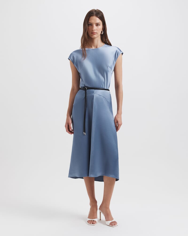 Sallee Draped Front Midi Skirt in MOONLIGHT