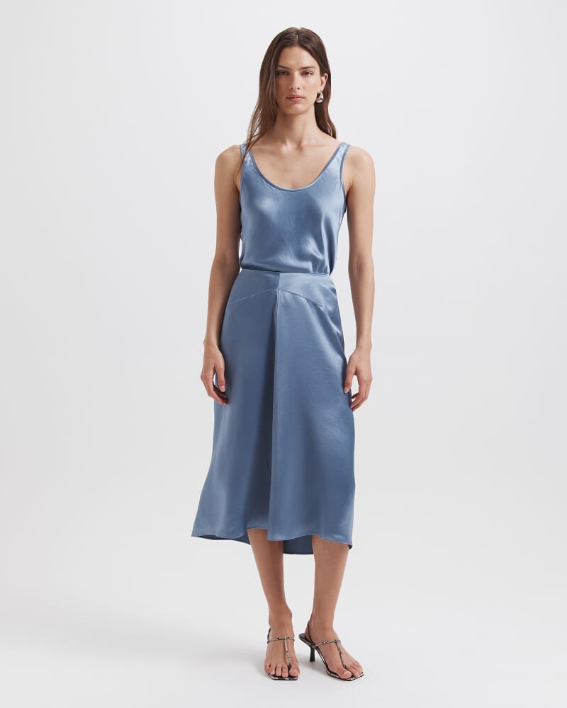 Sallee Draped Front Midi Skirt in MOONLIGHT