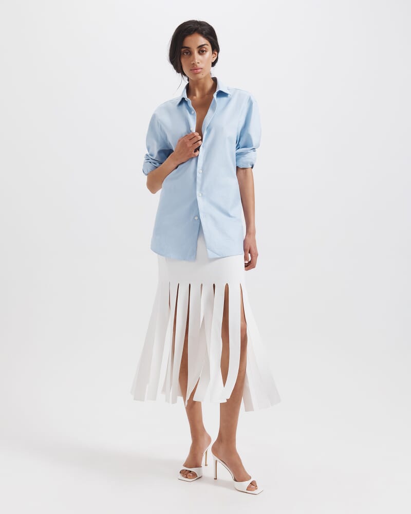 Mia Milano Panel Fringe Skirt in ALABASTER