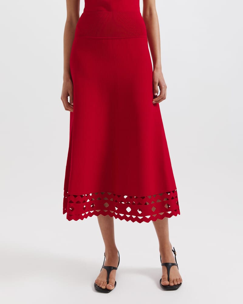 Mia Milano Cut Out Skirt in CRIMSON