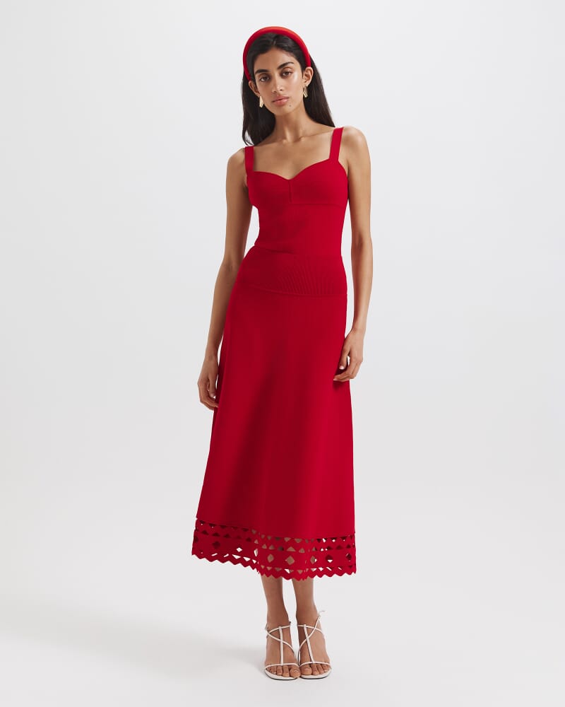Mia Milano Cut Out Skirt in CRIMSON