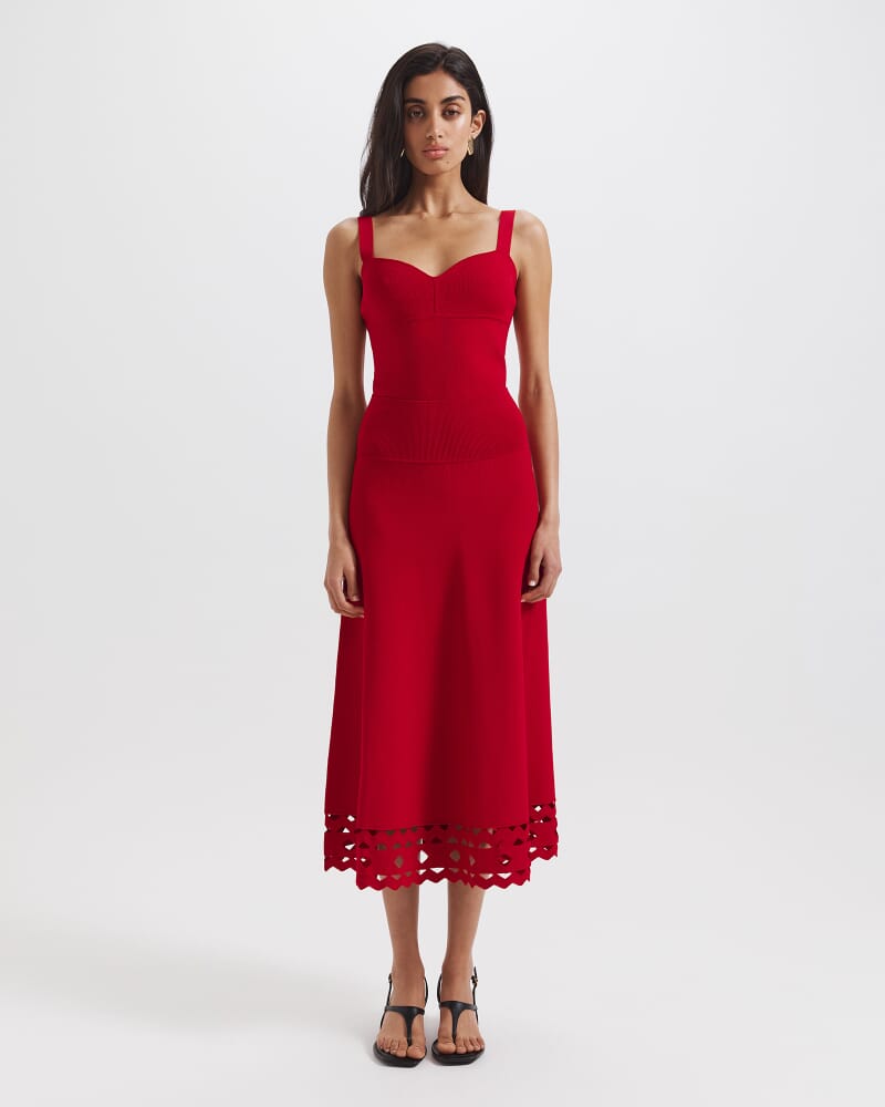 Mia Milano Cut Out Skirt in CRIMSON
