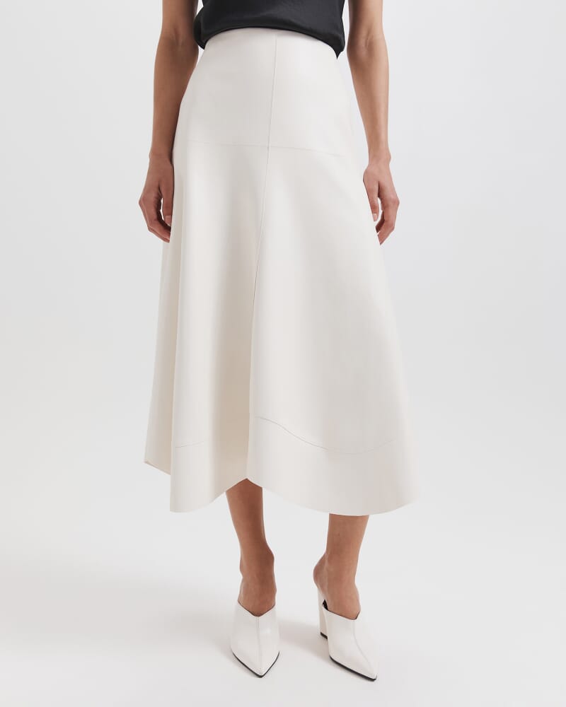Viv Faux Leather Midi Skirt in COCONUT
