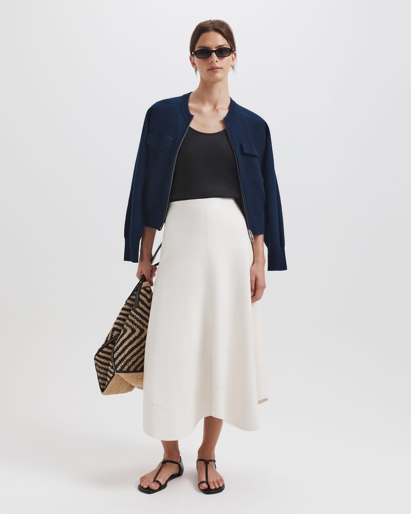 Viv Faux Leather Midi Skirt in COCONUT