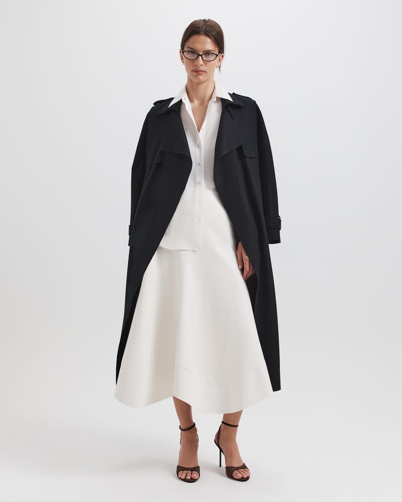 Viv Faux Leather Midi Skirt in COCONUT