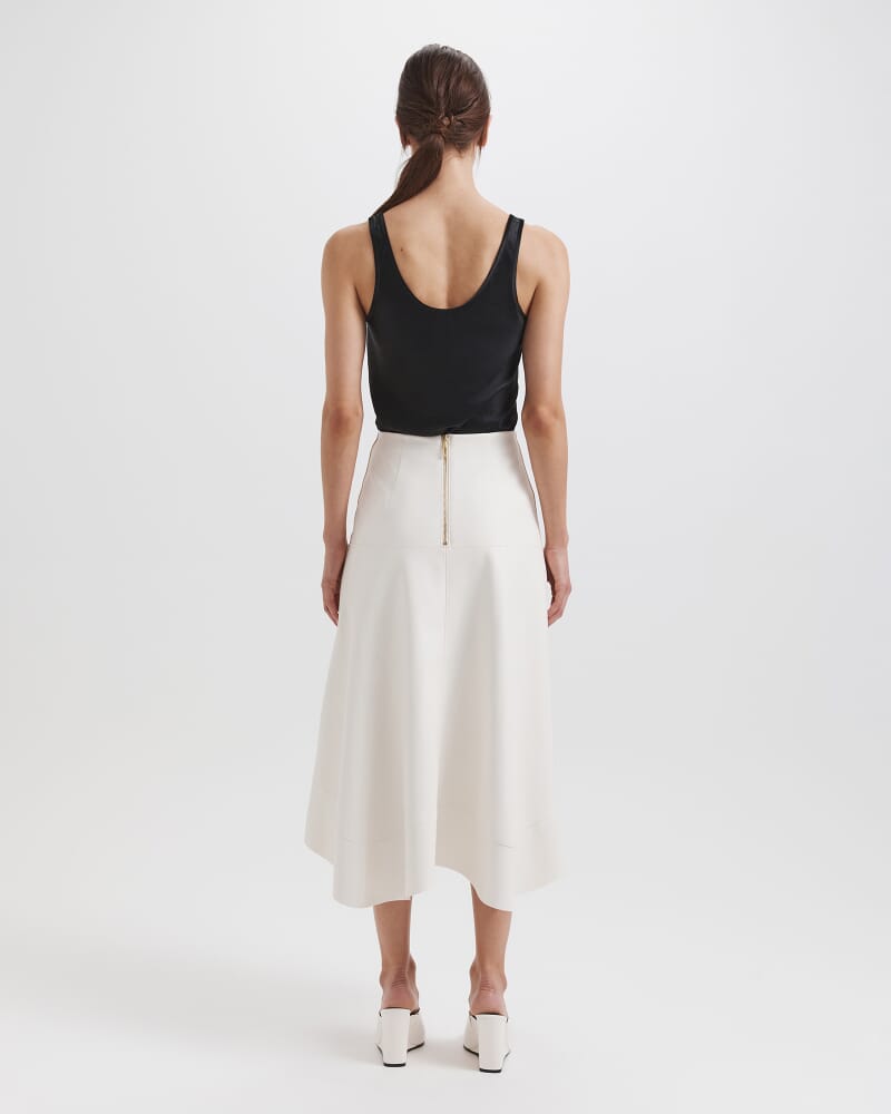 Viv Faux Leather Midi Skirt in COCONUT