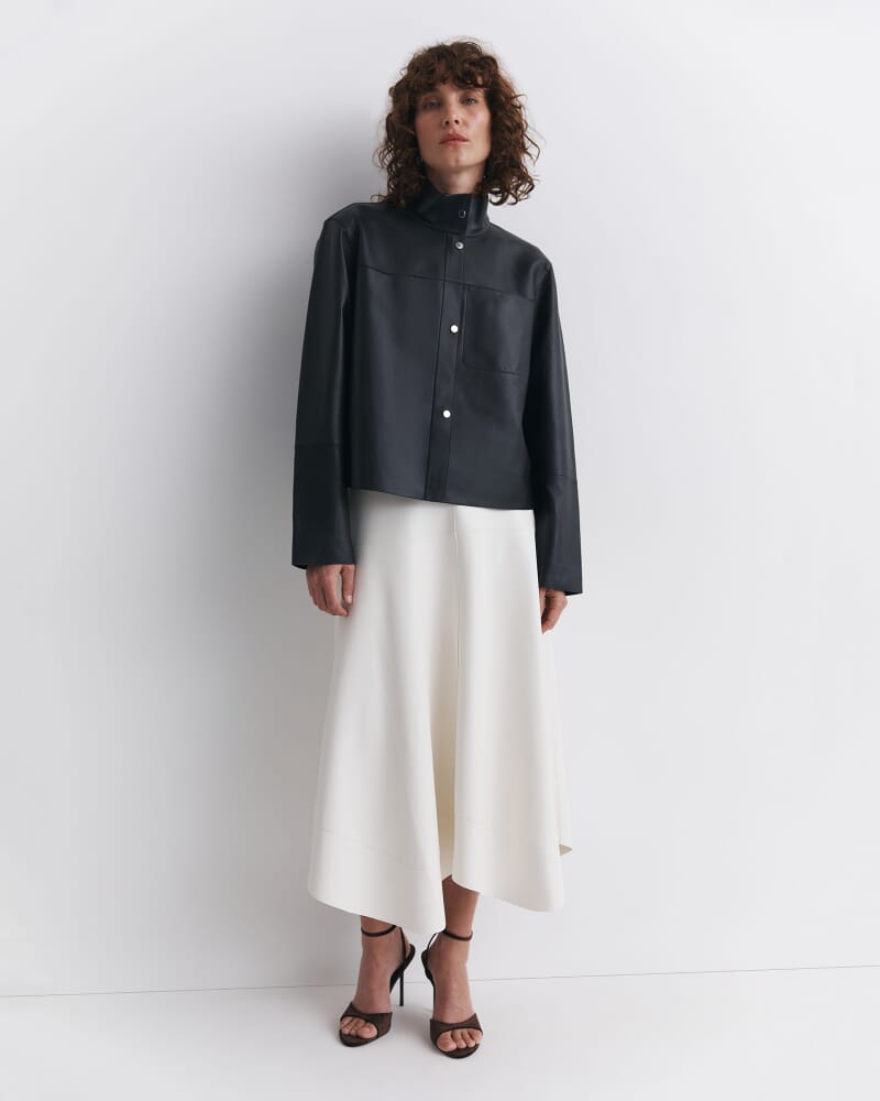 Viv Faux Leather Midi Skirt in COCONUT