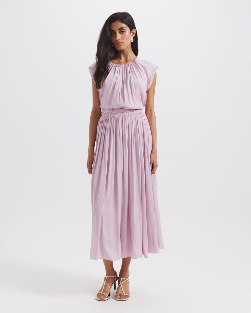 Lillian Pleated Maxi Skirt in THISTLE