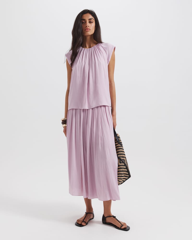 Lillian Pleated Maxi Skirt in THISTLE