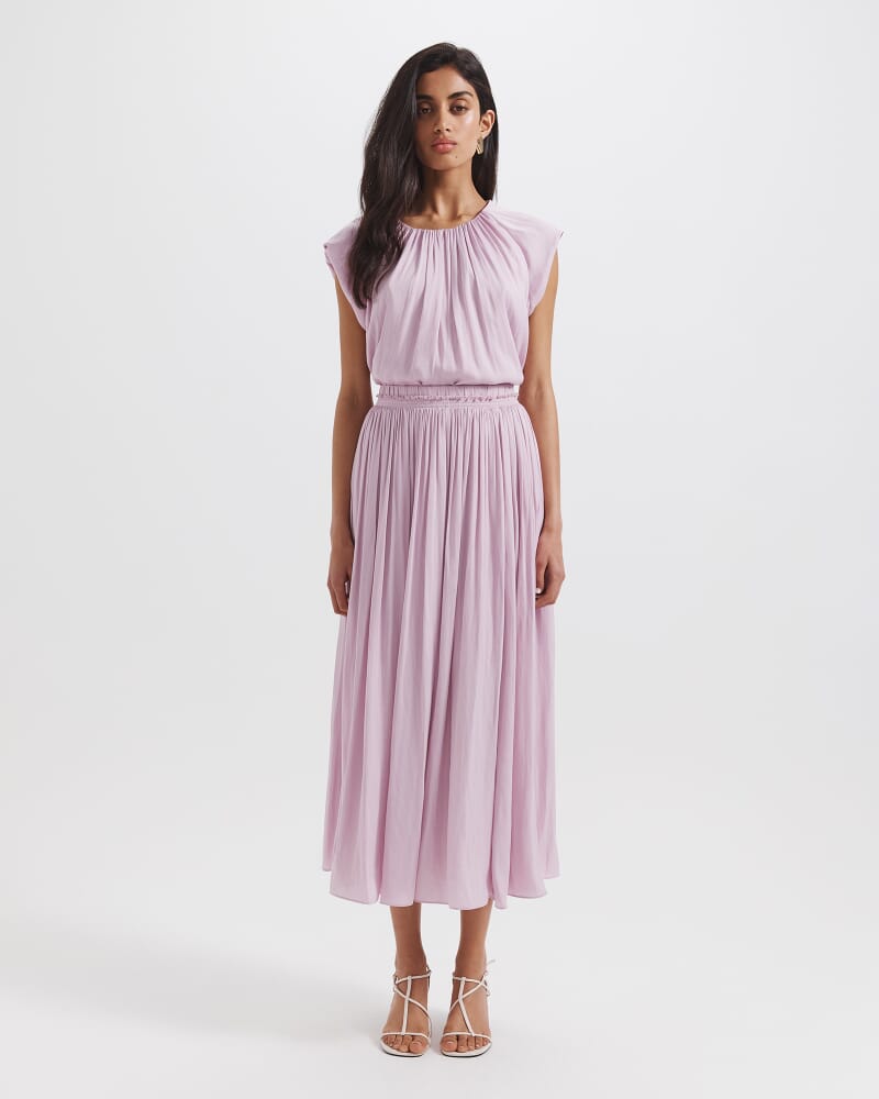 Lillian Pleated Maxi Skirt in THISTLE